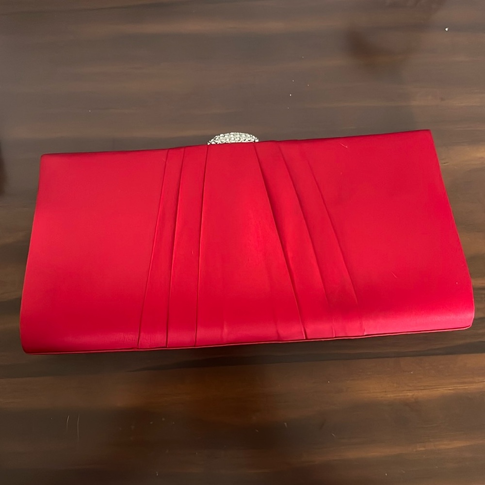 Red satin clutch